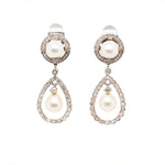 Pearl and Diamond Drop Earrings-Charlotte Sayers Antique Jewellery