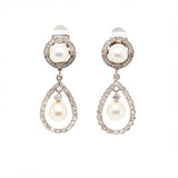 Pearl and Diamond Drop Earrings-Charlotte Sayers Antique Jewellery
