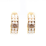 Pearl and Diamond Hoop Earrings-Charlotte Sayers Antique Jewellery