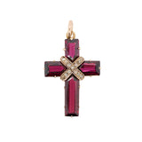 Garnet and Diamond Cross Pendant