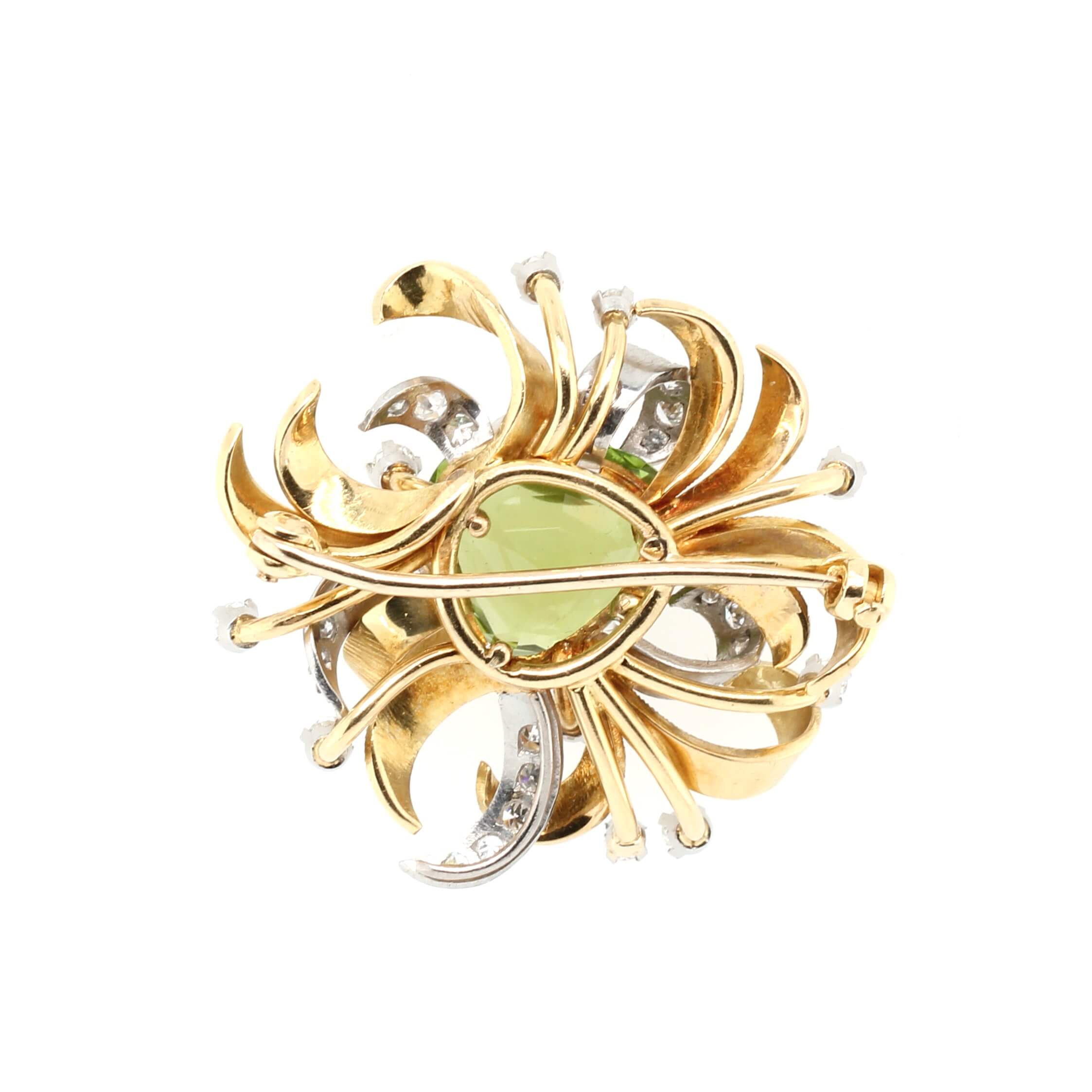 Peridot and Diamond Brooch-Charlotte Sayers Antique Jewellery