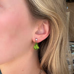Peridot and Diamond Earrings-Charlotte Sayers Antique Jewellery