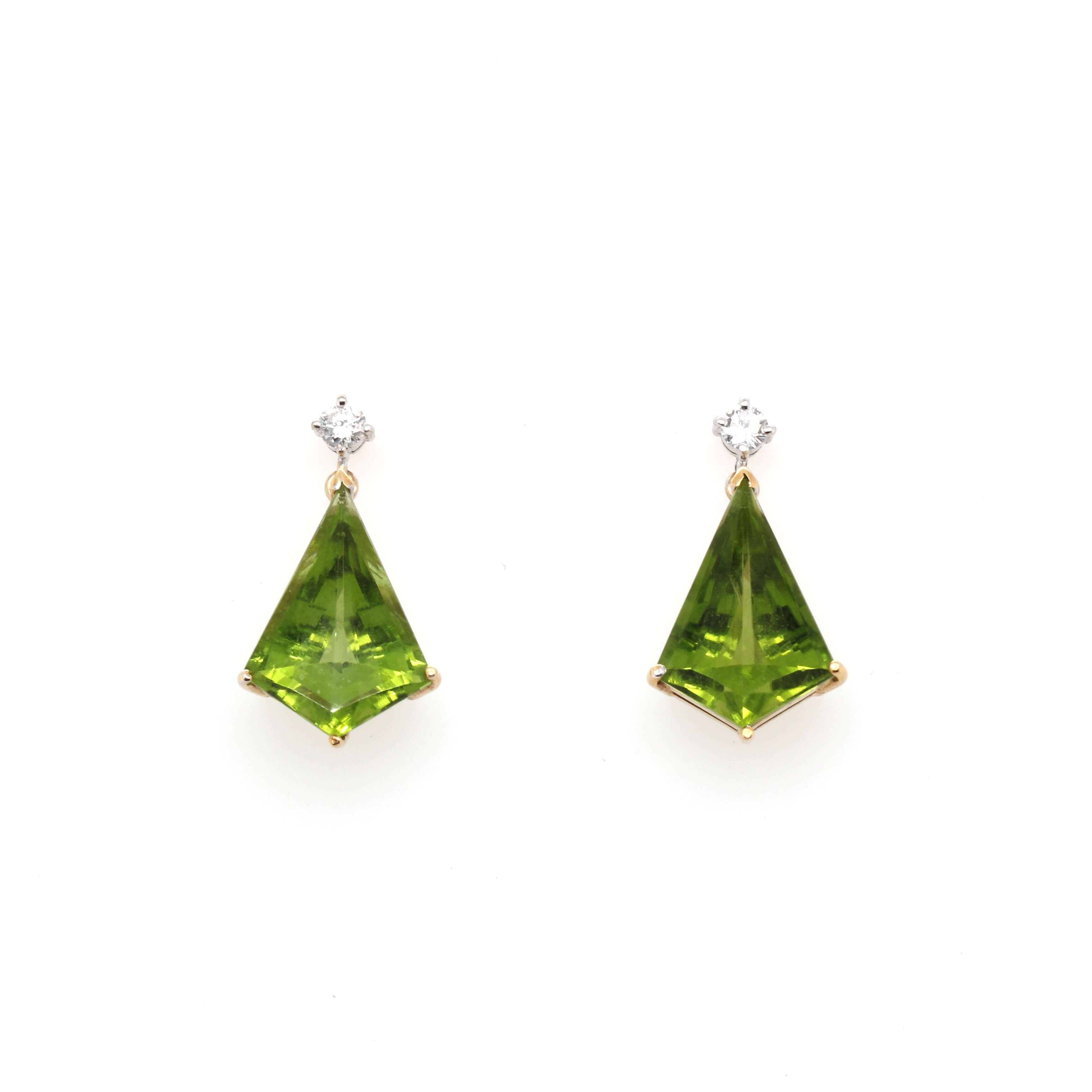 Peridot and Diamond Earrings-Charlotte Sayers Antique Jewellery