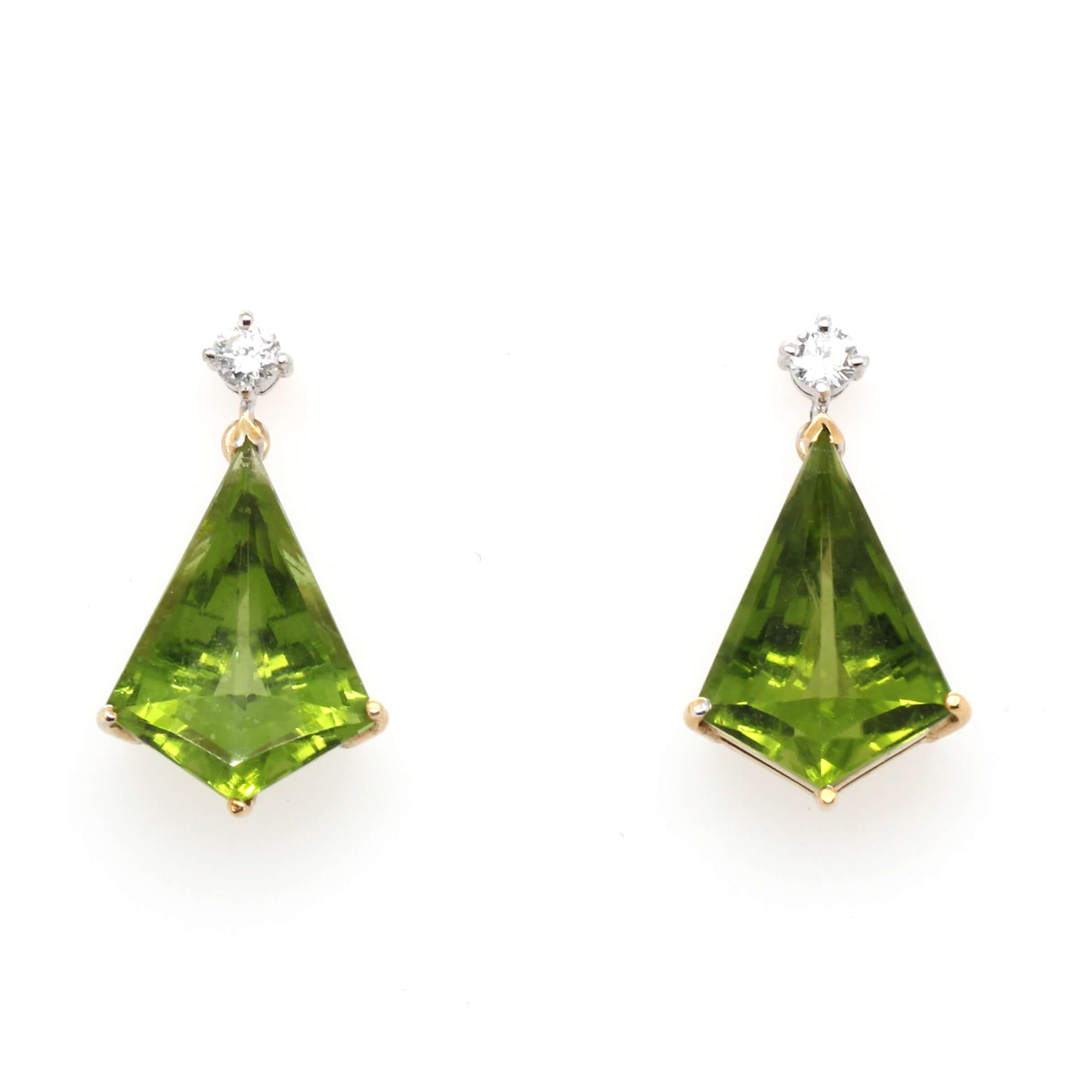 Peridot and Diamond Earrings-Charlotte Sayers Antique Jewellery