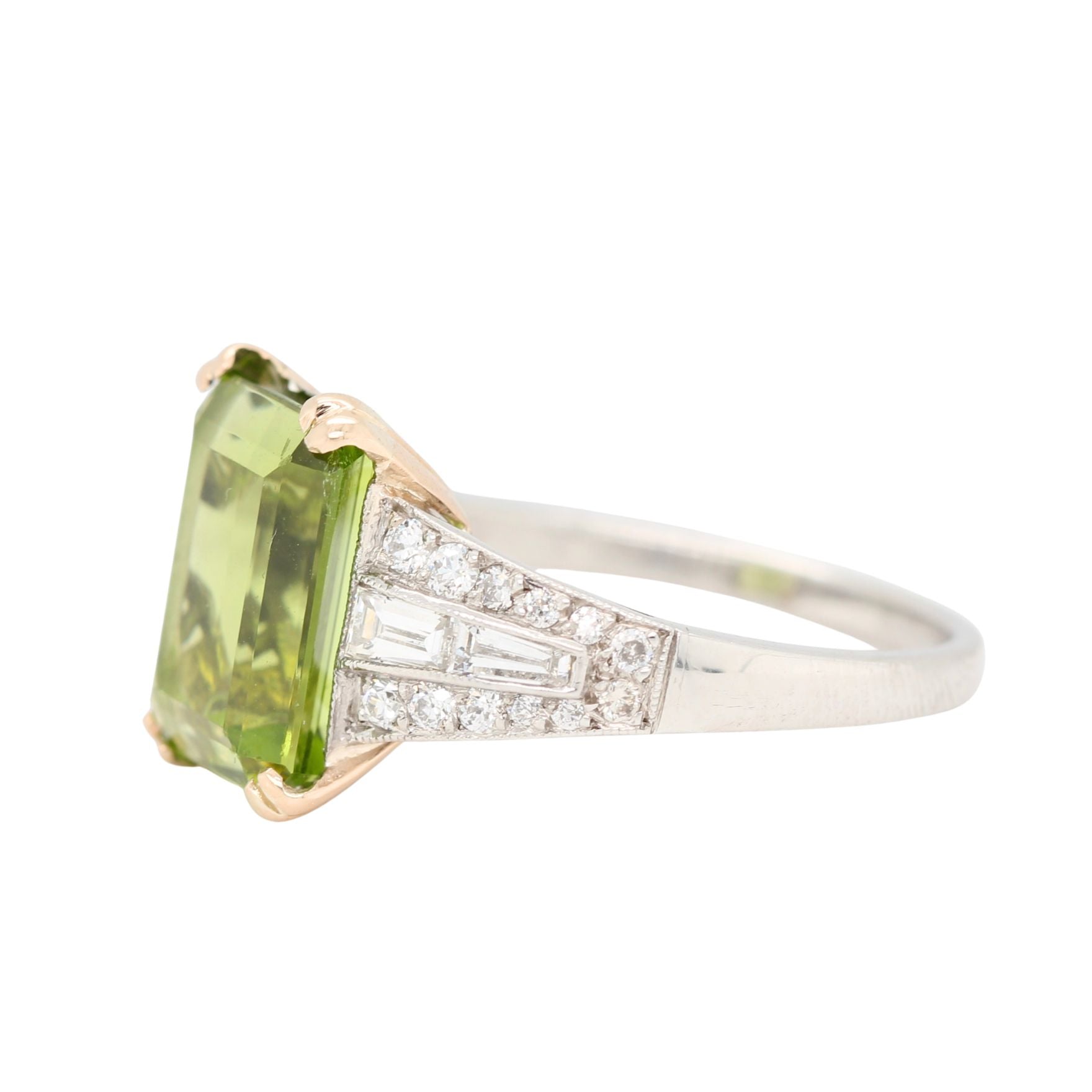Peridot and Diamond Ring-Charlotte Sayers Antique Jewellery