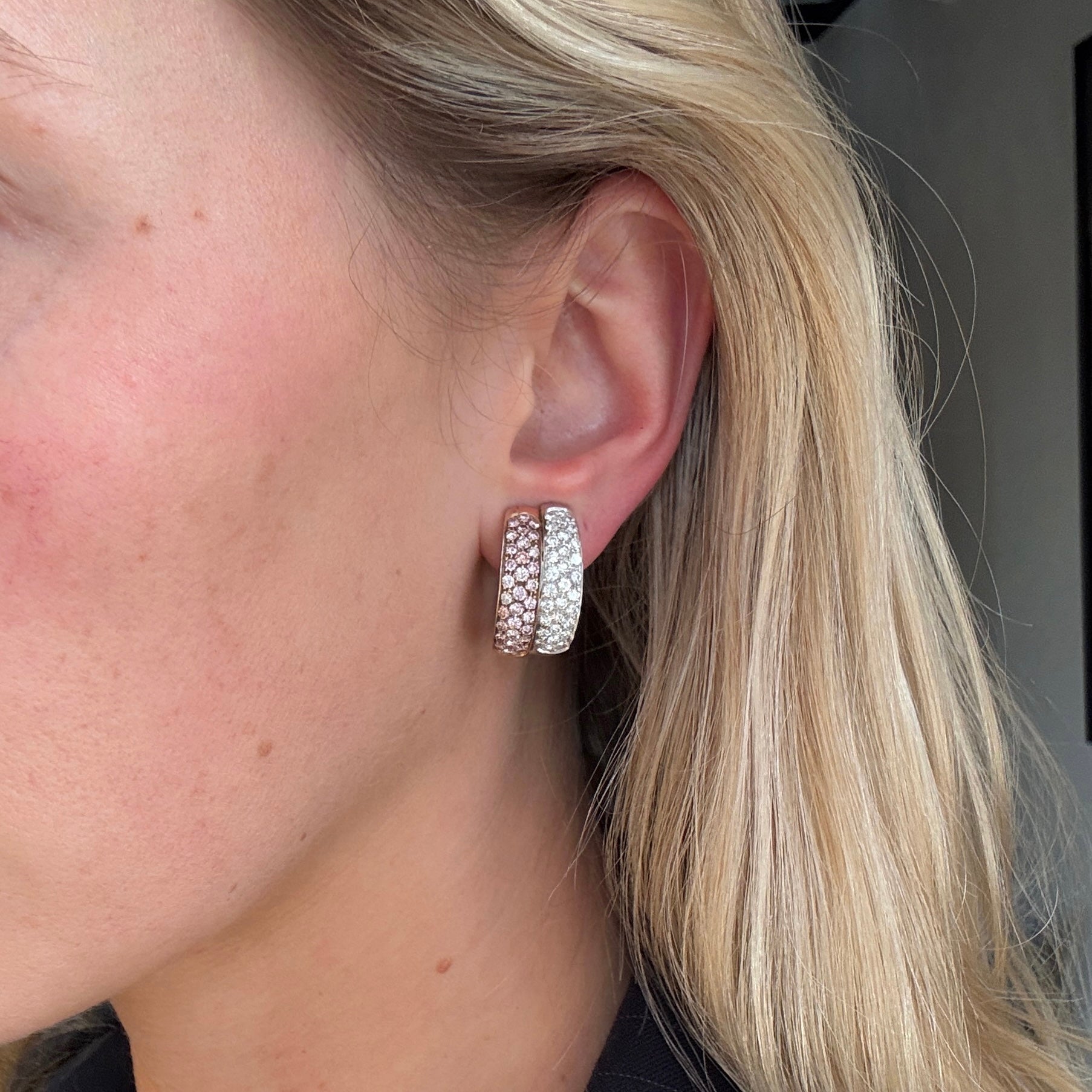Pink Diamond Earrings-Charlotte Sayers Antique Jewellery