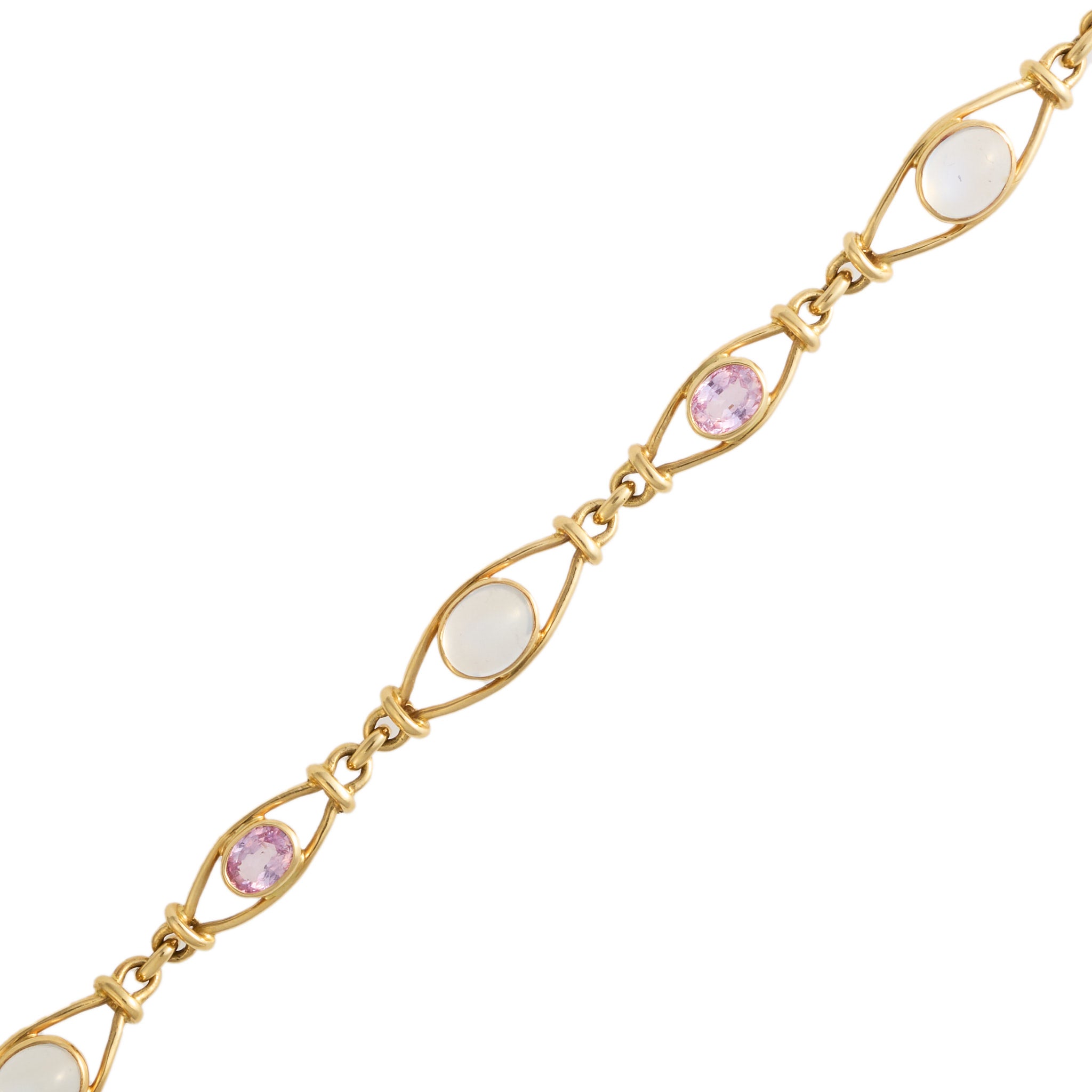 Pink Sapphire Moonstone Bracelet-Charlotte Sayers Antique Jewellery