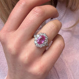 Pink Sapphire and Diamond Cluster Ring-Charlotte Sayers Antique Jewellery
