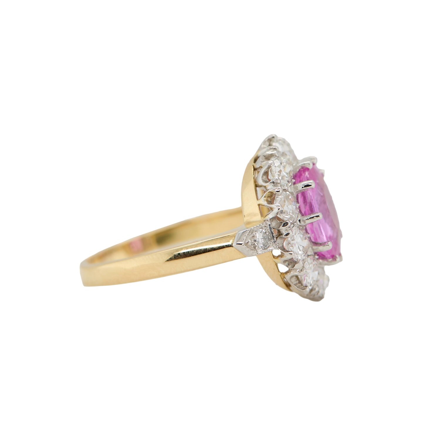 Pink Sapphire and Diamond Cluster Ring-Charlotte Sayers Antique Jewellery