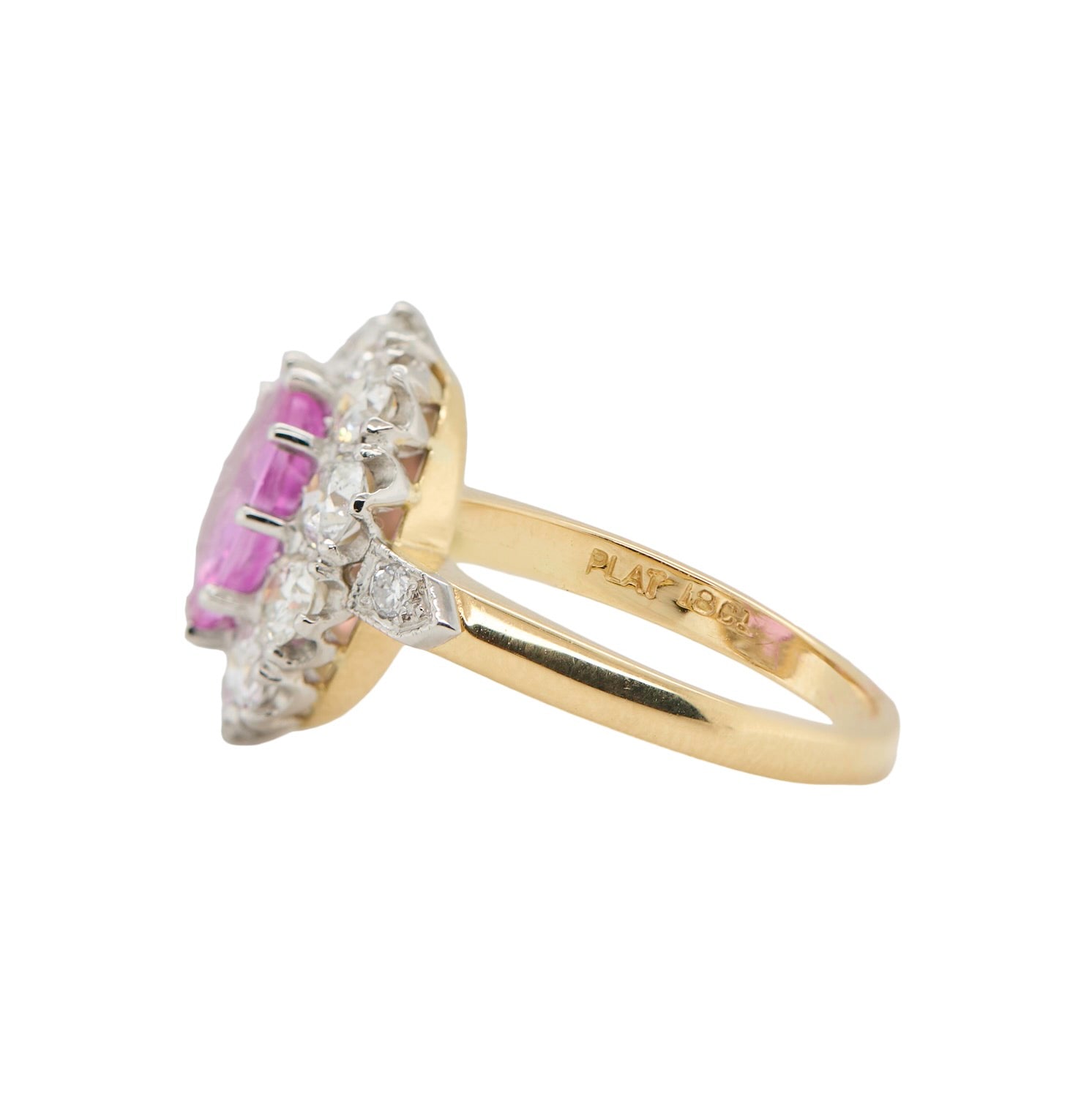 Pink Sapphire and Diamond Cluster Ring-Charlotte Sayers Antique Jewellery