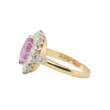 Pink Sapphire and Diamond Cluster Ring-Charlotte Sayers Antique Jewellery