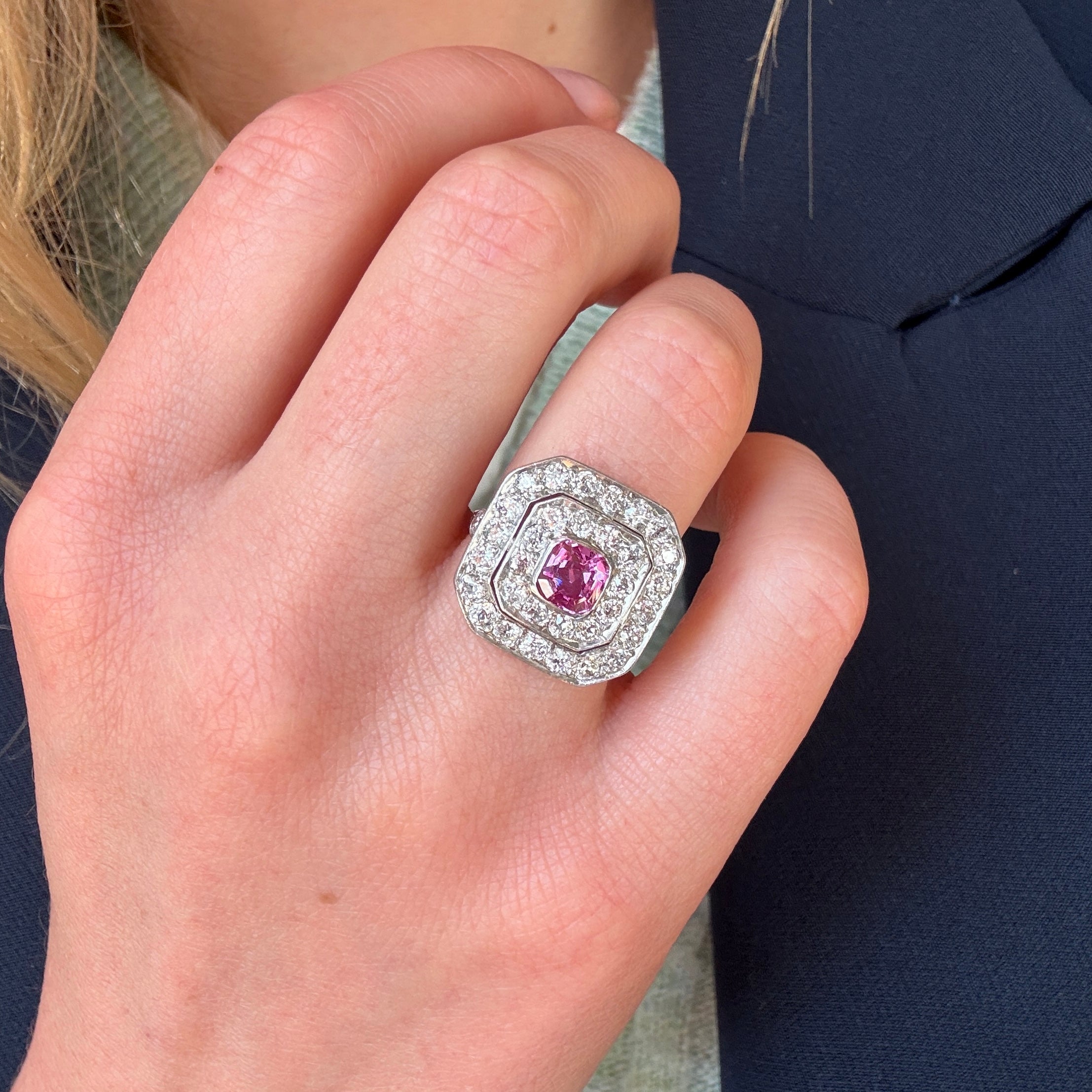 Pink Sapphire and Diamond Ring-Charlotte Sayers Antique Jewellery