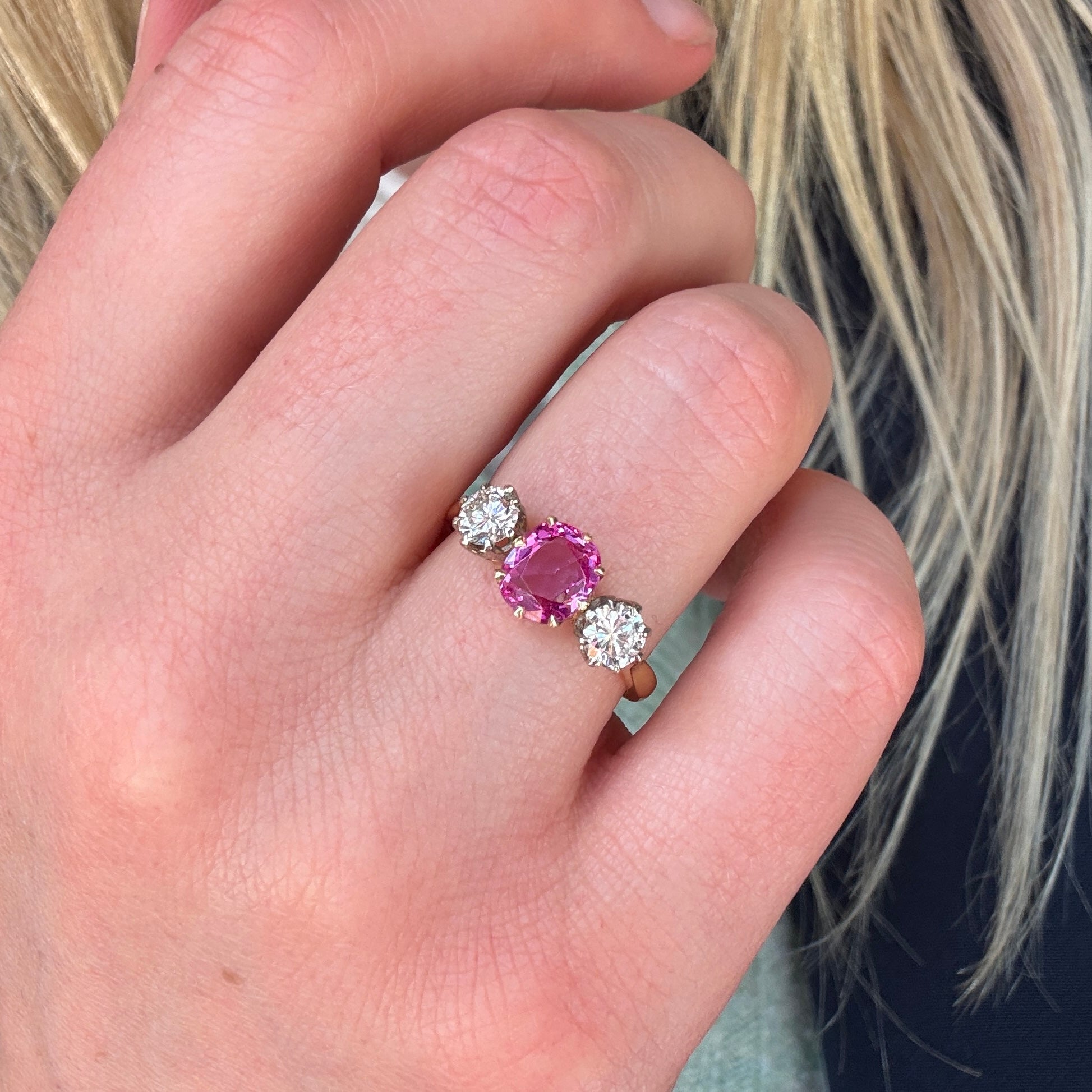 Pink Sapphire and Diamond Ring-Charlotte Sayers Antique Jewellery