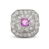 Pink Sapphire and Diamond Ring-Charlotte Sayers Antique Jewellery