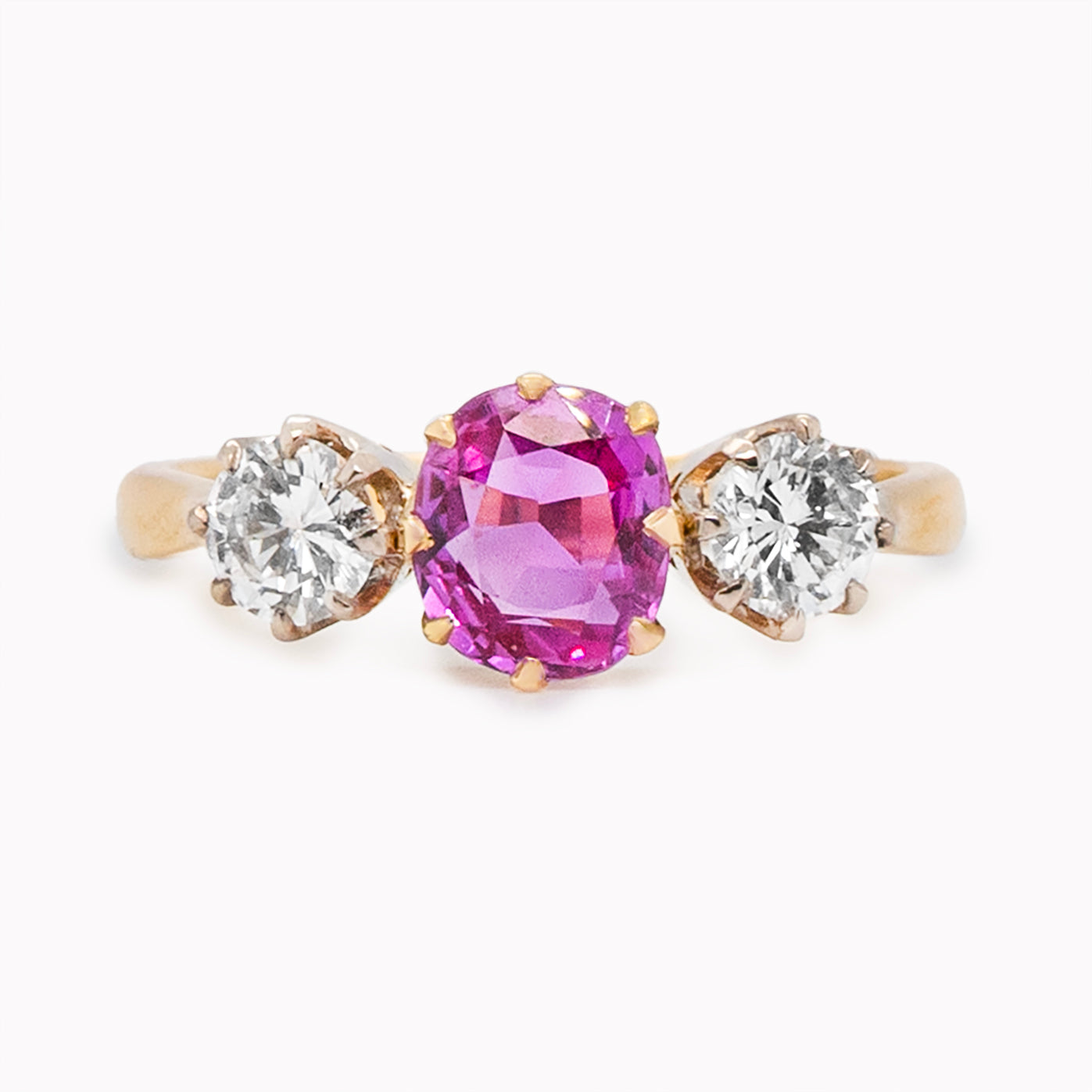 Pink Sapphire and Diamond Ring-Charlotte Sayers Antique Jewellery