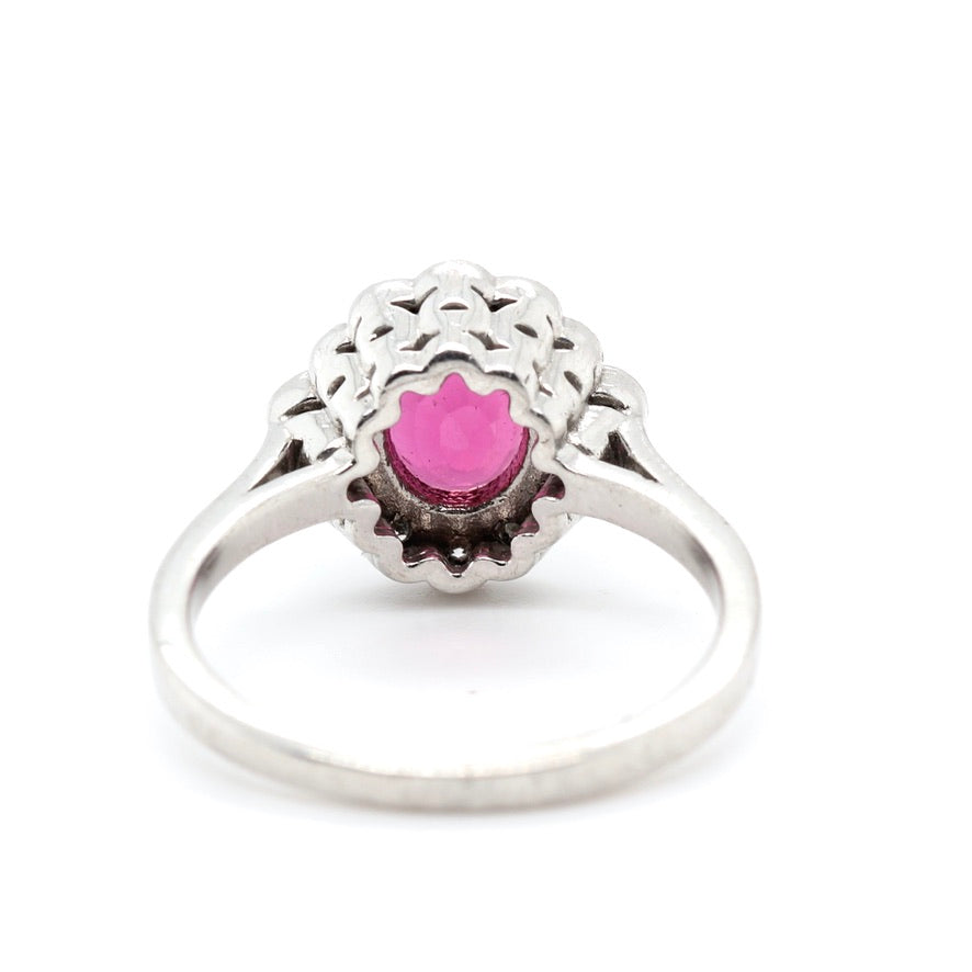 Pink Tourmaline and Diamond Ring-Charlotte Sayers Antique Jewellery