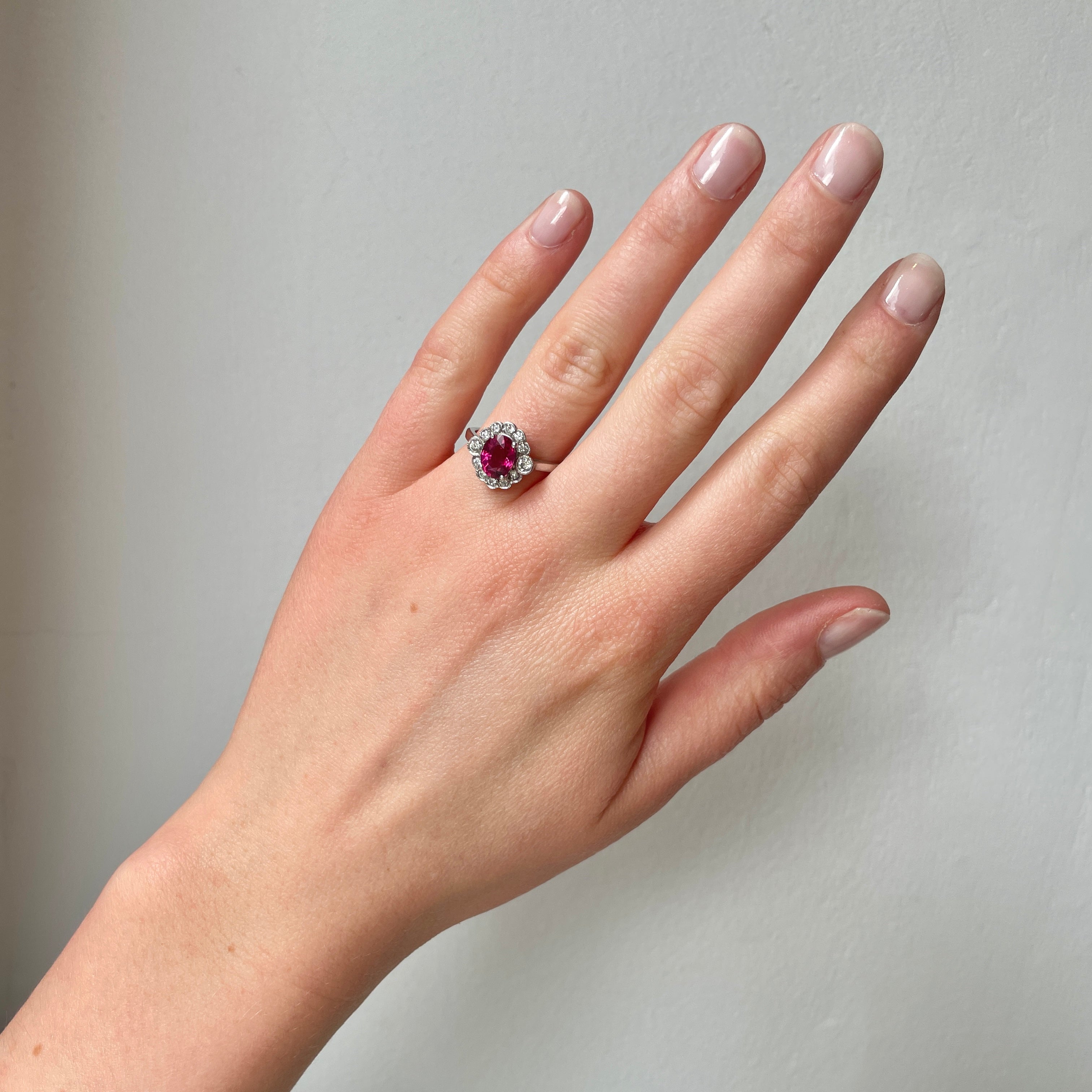 Pink Tourmaline and Diamond Ring-Charlotte Sayers Antique Jewellery