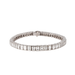 Platinum Diamond Baguette Cut Line Bracelet-Charlotte Sayers Antique Jewellery