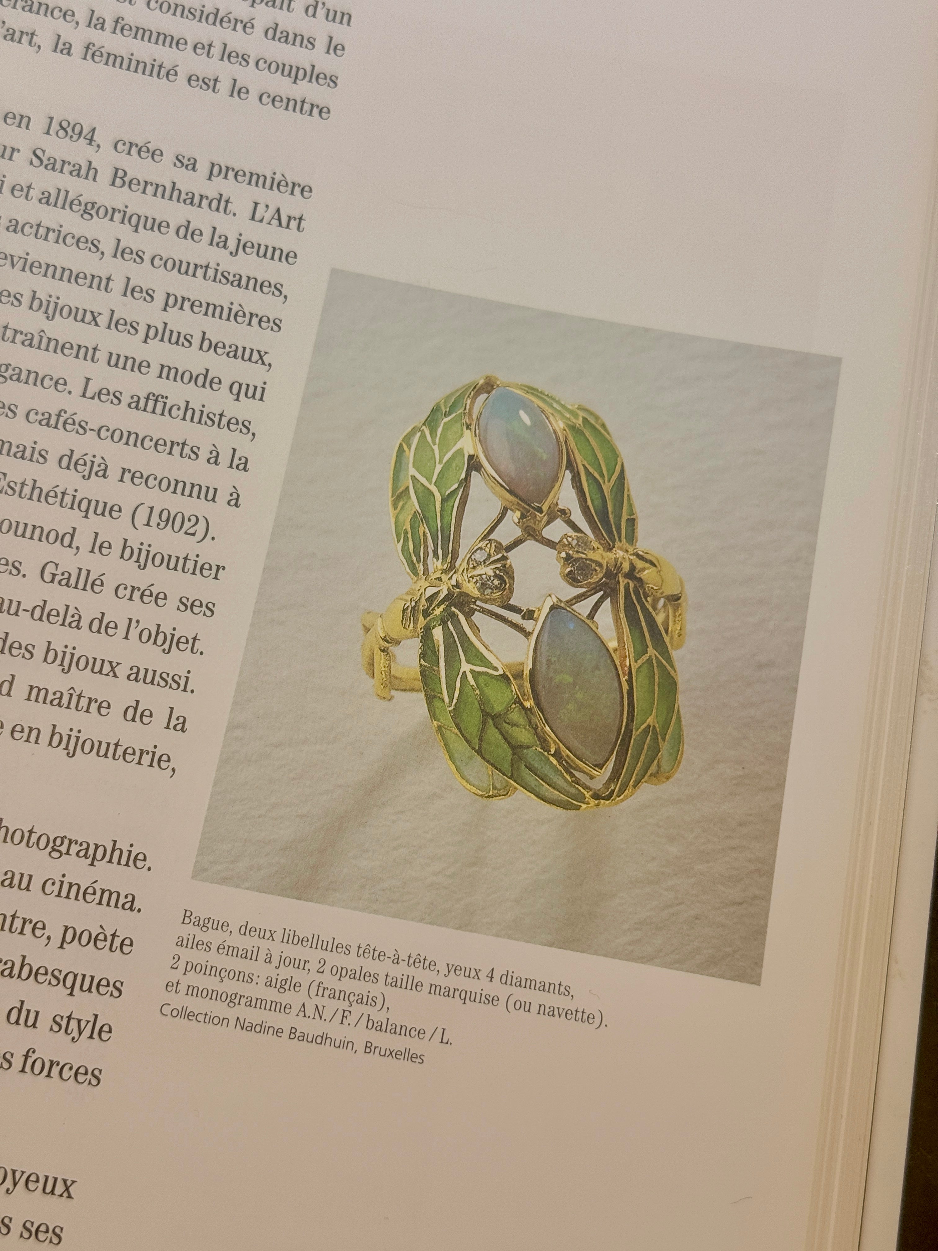 Plique-A-Jour Enamel and Opal Dragonfly Ring-Charlotte Sayers Antique Jewellery