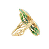 Plique-A-Jour Enamel and Opal Dragonfly Ring-Charlotte Sayers Antique Jewellery