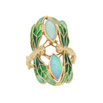 Plique-A-Jour Enamel and Opal Dragonfly Ring-Charlotte Sayers Antique Jewellery