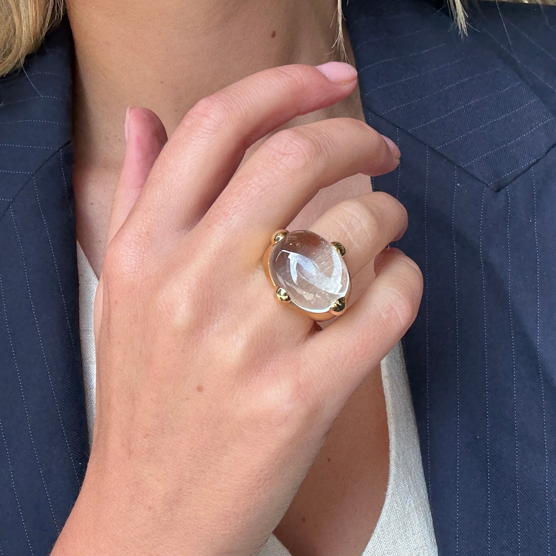 Pomellato Aquamarine Griffe Ring-Charlotte Sayers Antique Jewellery