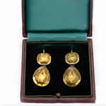 Queen Anne Yellow Paste Earrings-Charlotte Sayers Antique Jewellery