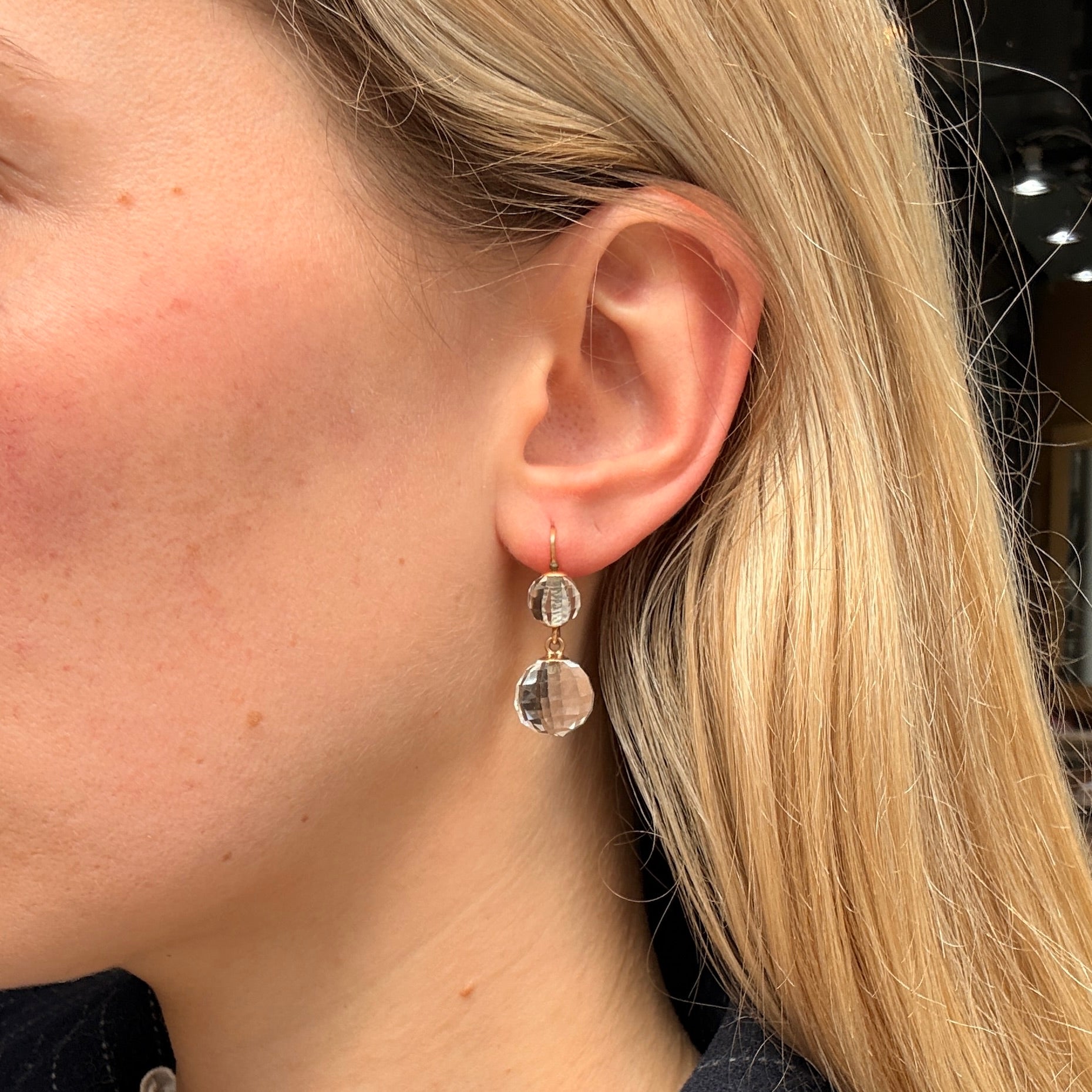 Rock Crystal Drop Earrings-Charlotte Sayers Antique Jewellery