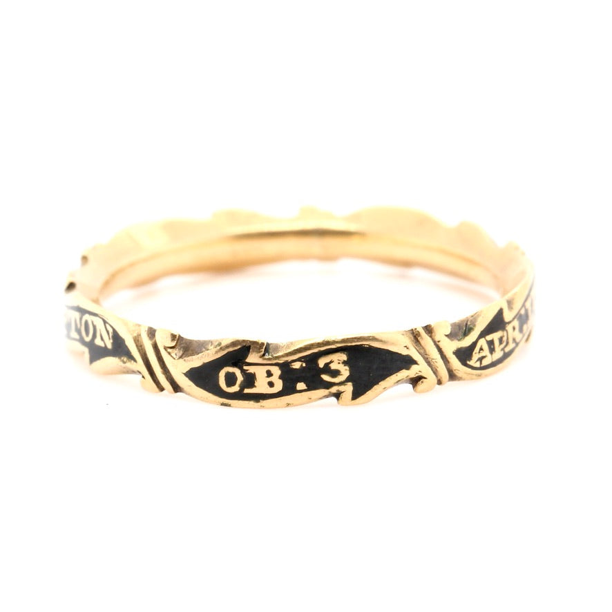 Rococo Georgian Memorial Band Ring "Henry Clifton"-Charlotte Sayers Antique Jewellery