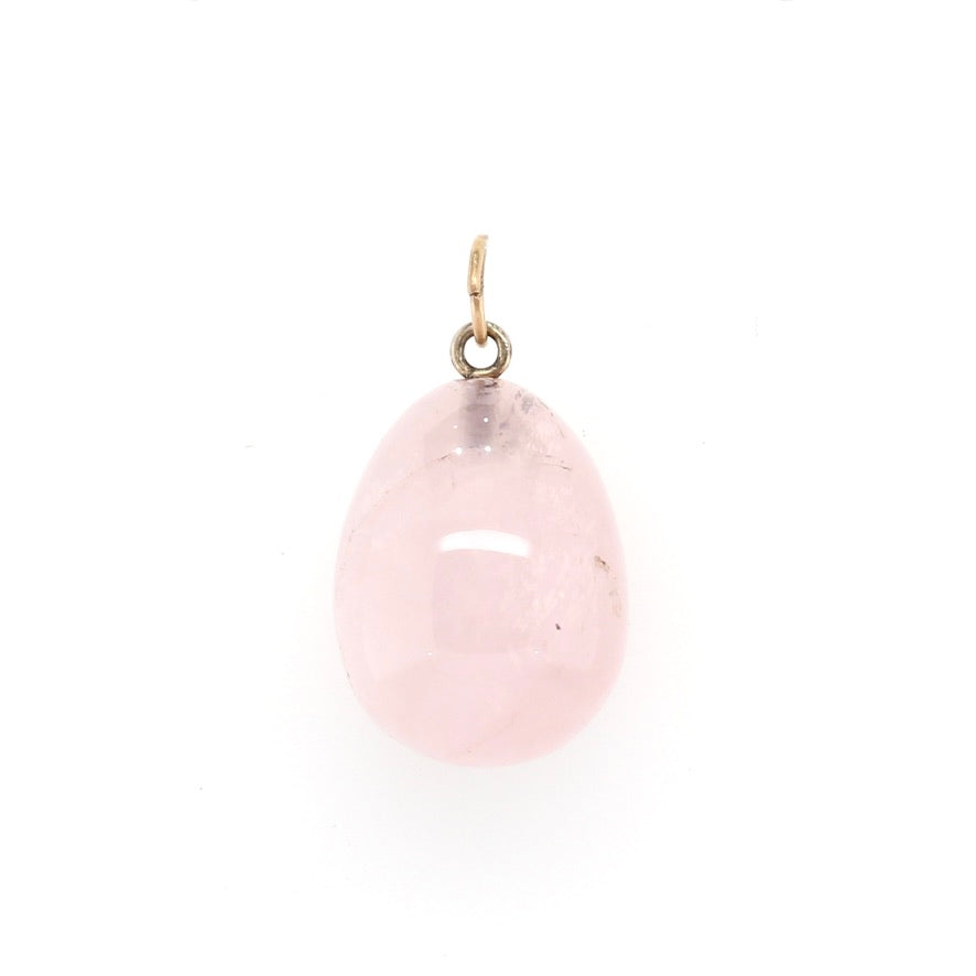 Rose Quartz Egg Pendant-Charlotte Sayers Antique Jewellery