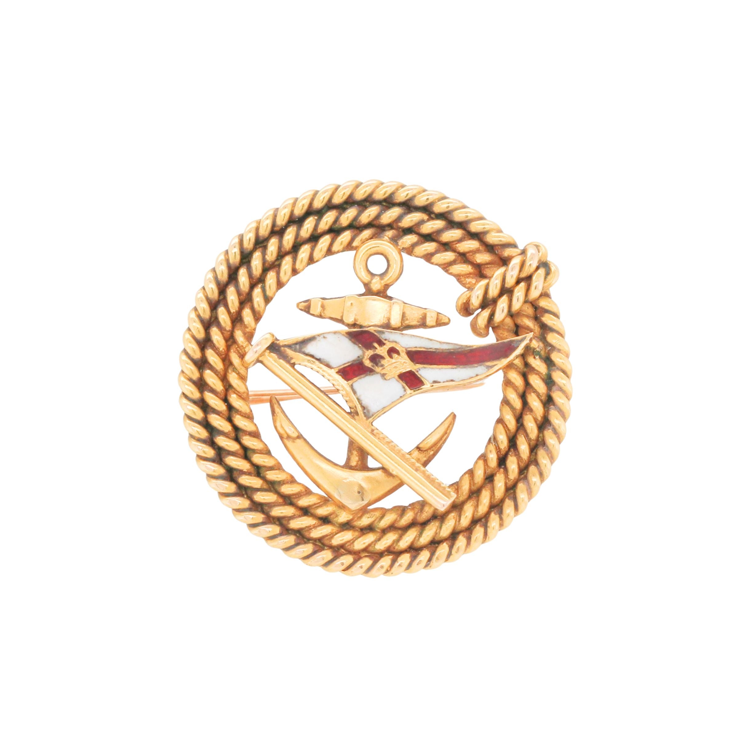 Royal Yacht Squadron Enamel Brooch-Charlotte Sayers Antique Jewellery