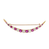 Ruby Diamond Crescent Brooch-Charlotte Sayers Antique Jewellery