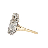 Ruby Diamond Double Heart Ring-Charlotte Sayers Antique Jewellery