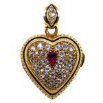 Ruby Diamond Heart Vinaigrette Pendant-Charlotte Sayers Antique Jewellery