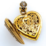 Ruby Diamond Heart Vinaigrette Pendant-Charlotte Sayers Antique Jewellery