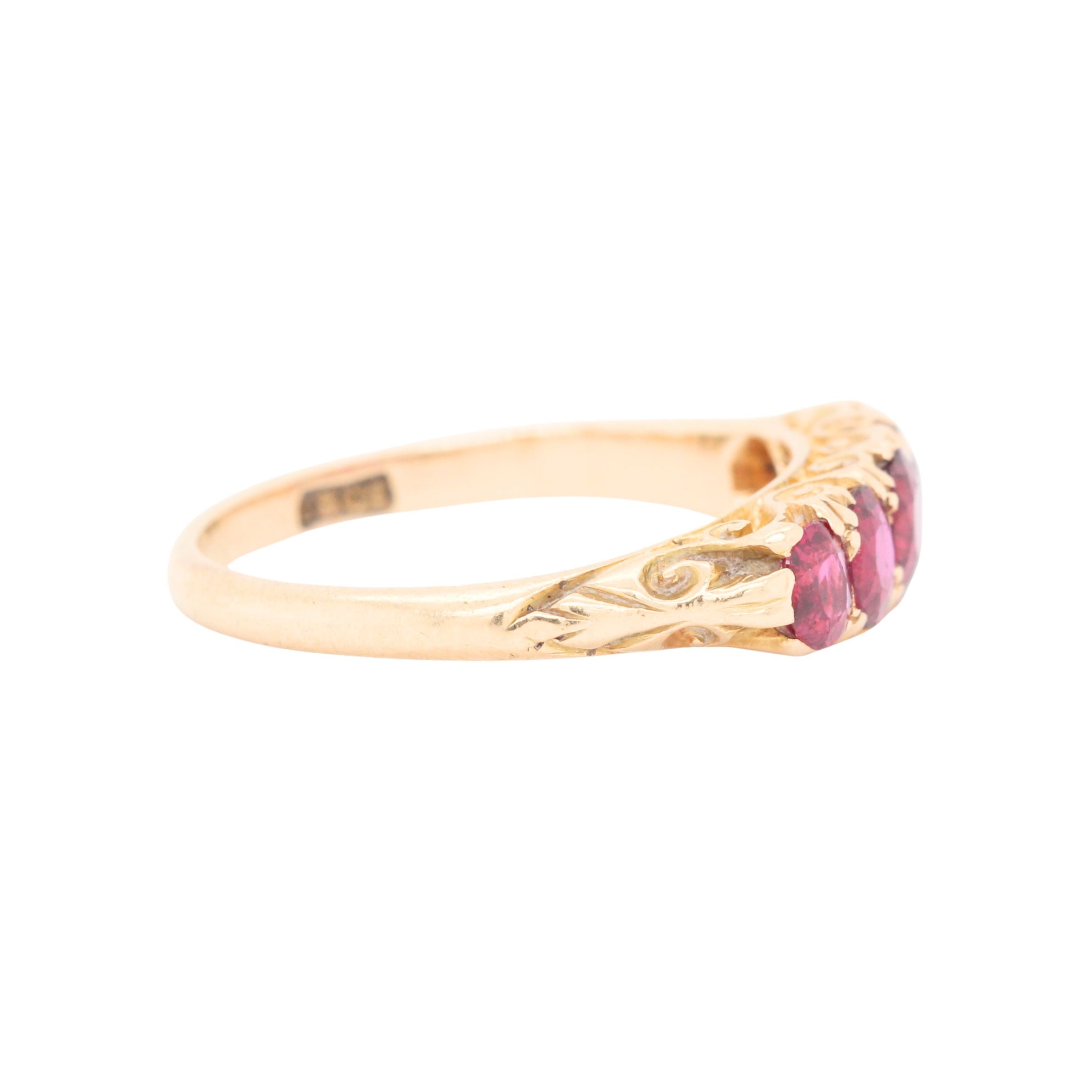 Ruby Five Stone Ring-Charlotte Sayers Antique Jewellery