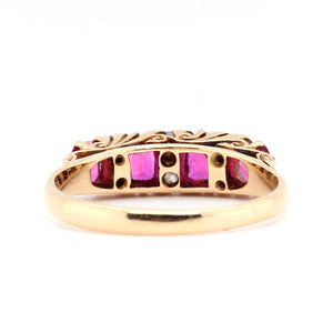 Ruby and Diamond 4 Stone Ring-Charlotte Sayers Antique Jewellery