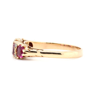 Ruby and Diamond 4 Stone Ring-Charlotte Sayers Antique Jewellery