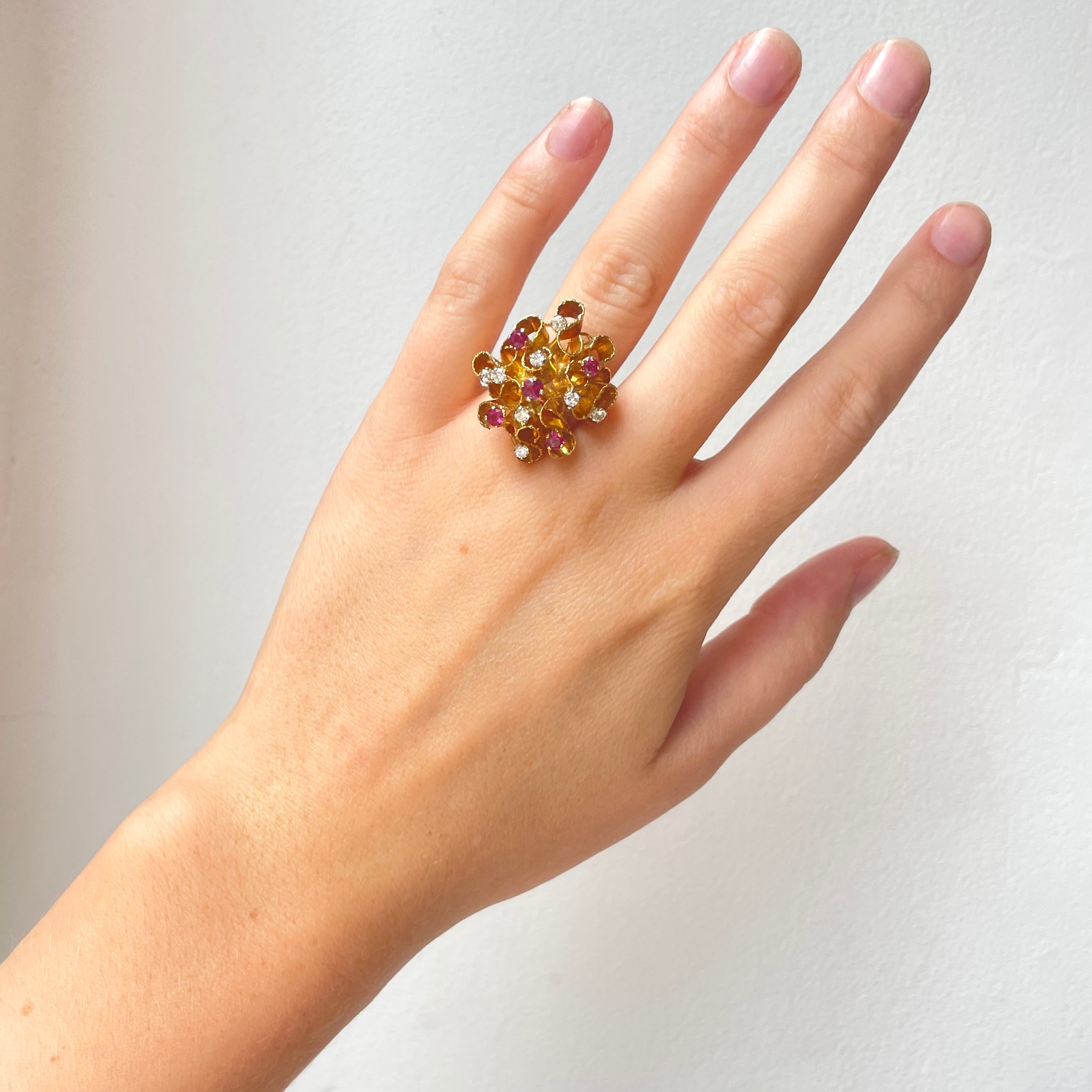 Ruby and Diamond Cocktail Ring-Charlotte Sayers Antique Jewellery