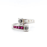 Ruby and Diamond Crossover Ring-Charlotte Sayers Antique Jewellery