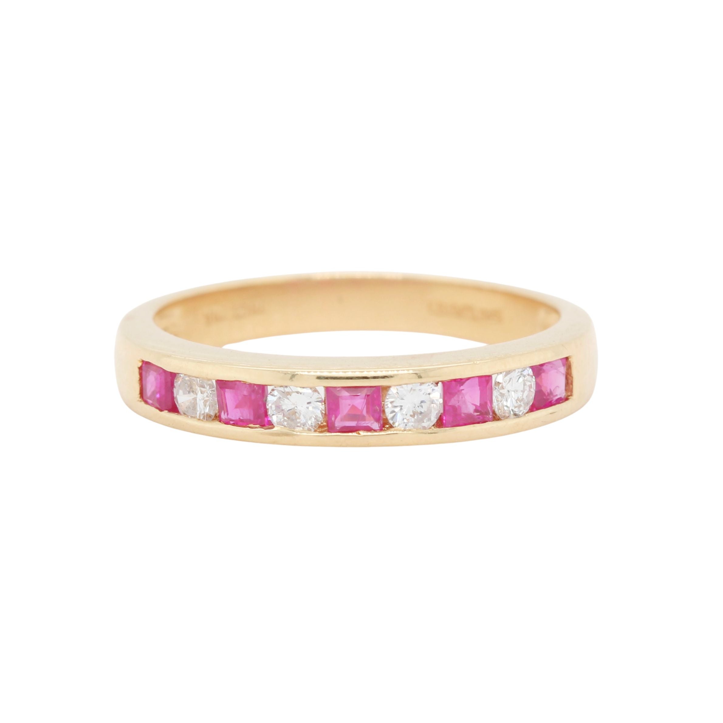 Ruby and Diamond Half Eternity Ring-Charlotte Sayers Antique Jewellery