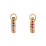 Ruby and Diamond Hoop Earrings-Charlotte Sayers Antique Jewellery