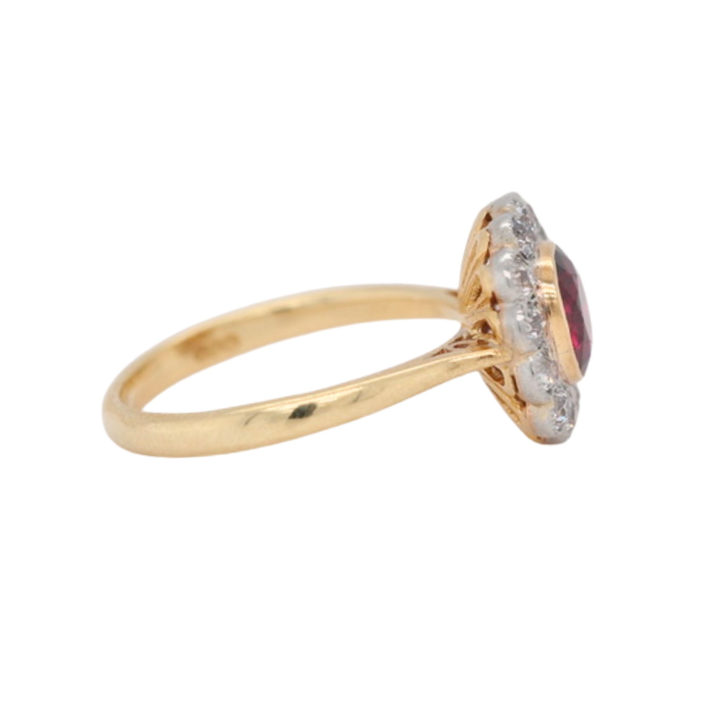 Ruby and Diamond Old Cut Cluster Ring-Charlotte Sayers Antique Jewellery