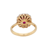 Ruby and Diamond Old Cut Cluster Ring-Charlotte Sayers Antique Jewellery