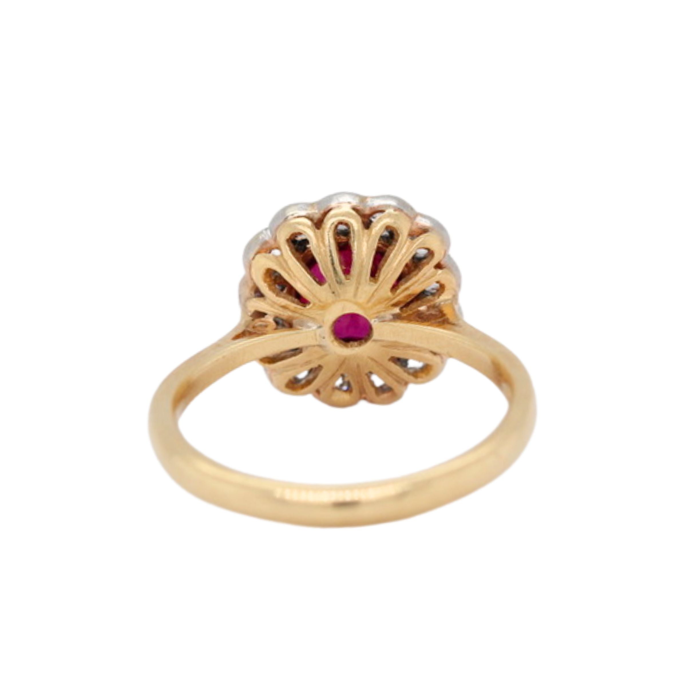 Ruby and Diamond Old Cut Cluster Ring-Charlotte Sayers Antique Jewellery