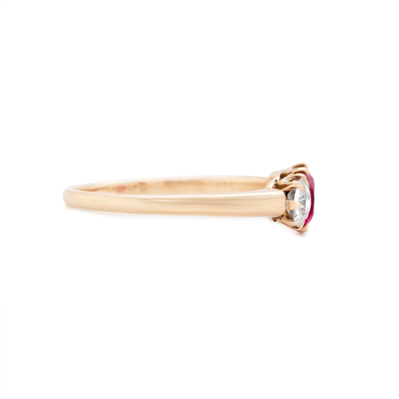 Ruby and Diamond Three Stone Ring-Charlotte Sayers Antique Jewellery