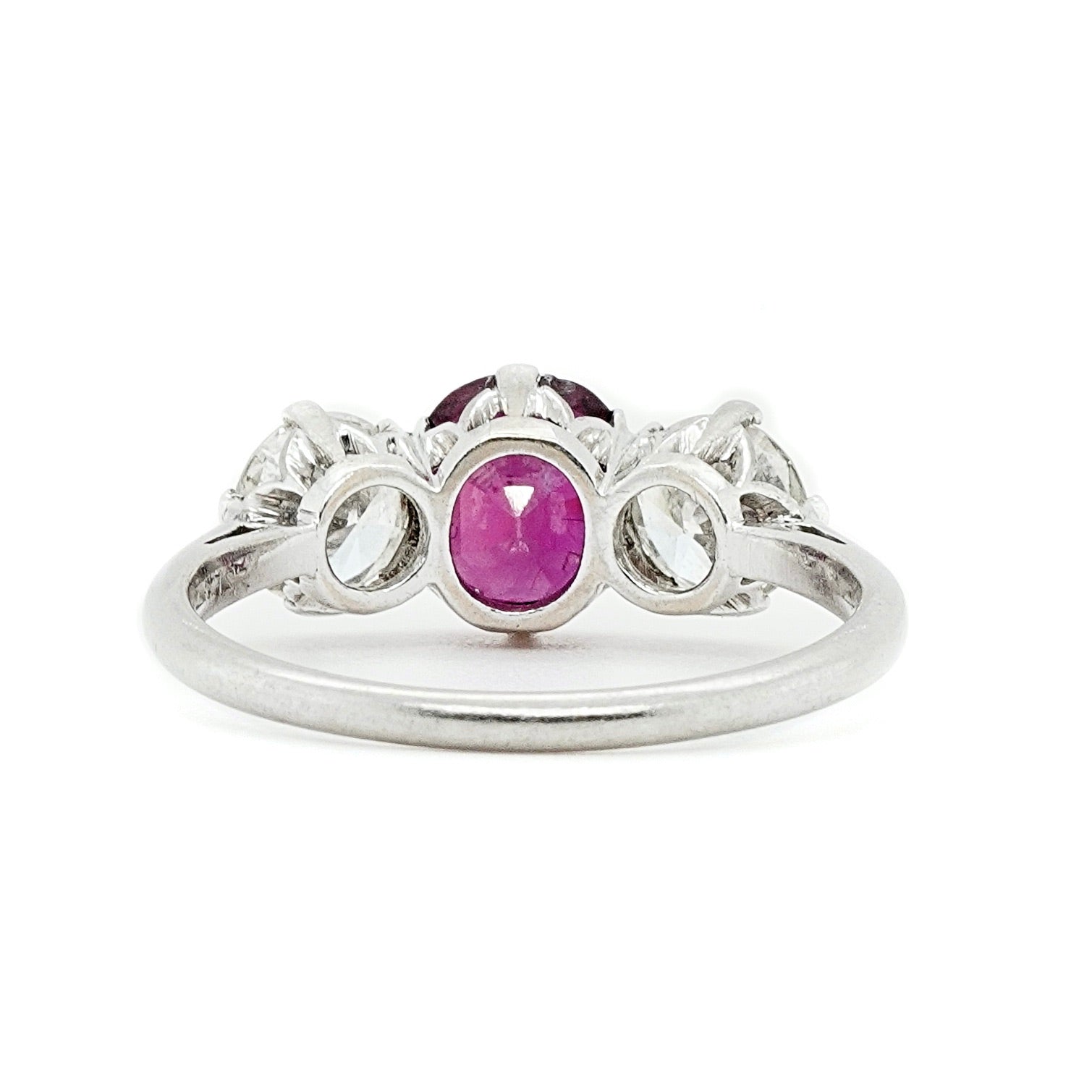 Ruby and Diamond Three Stone Ring-Charlotte Sayers Antique Jewellery