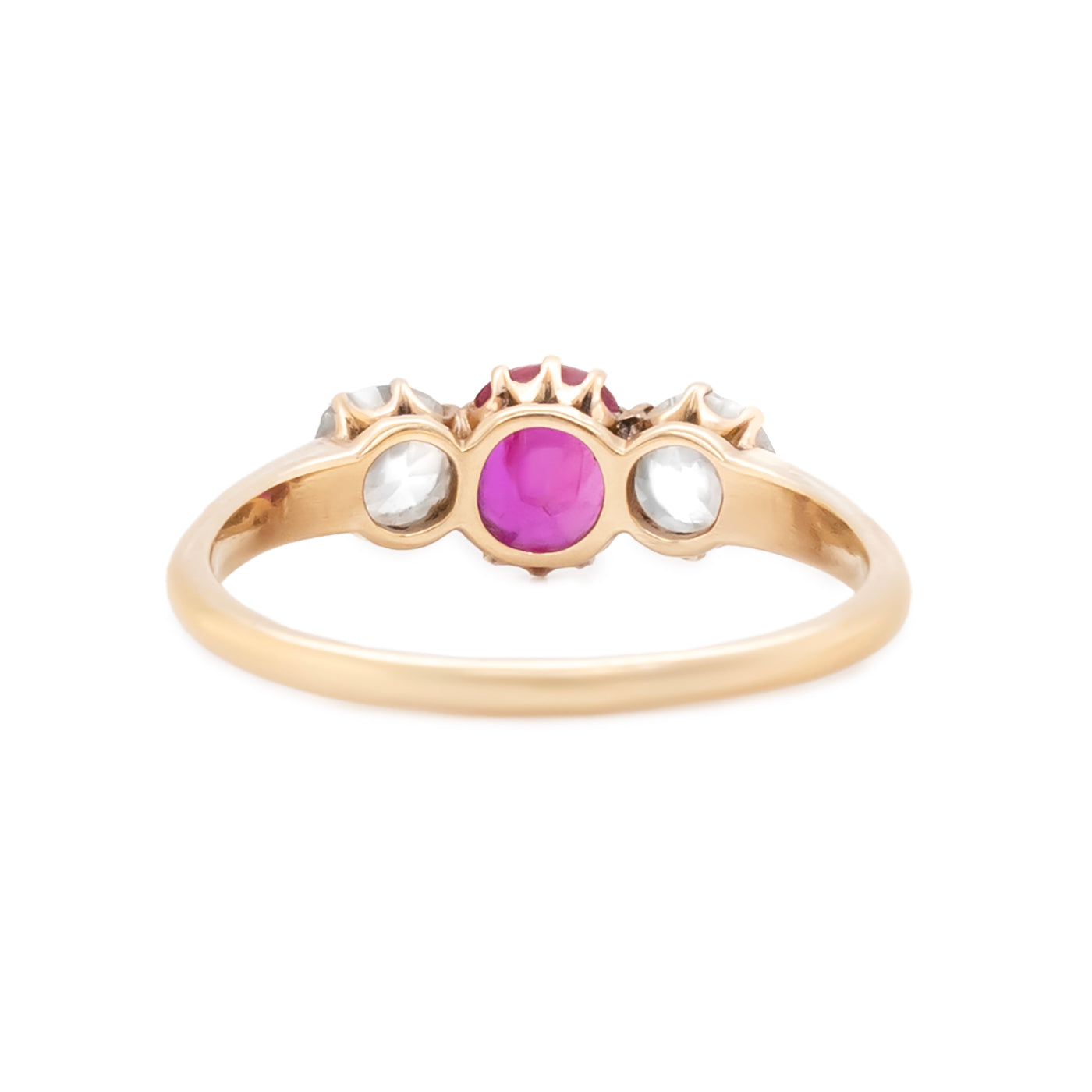 Ruby and Diamond Three Stone Ring-Charlotte Sayers Antique Jewellery