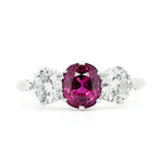 Ruby and Diamond Three Stone Ring-Charlotte Sayers Antique Jewellery