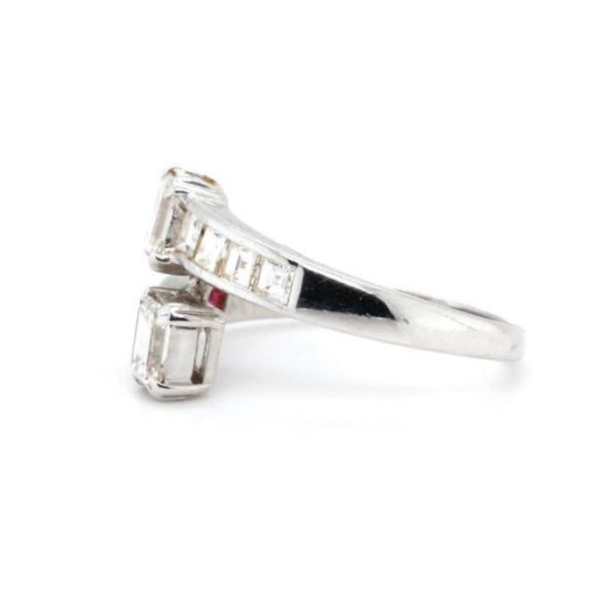 Ruby and Diamond Toi et Moi Ring-Charlotte Sayers Antique Jewellery